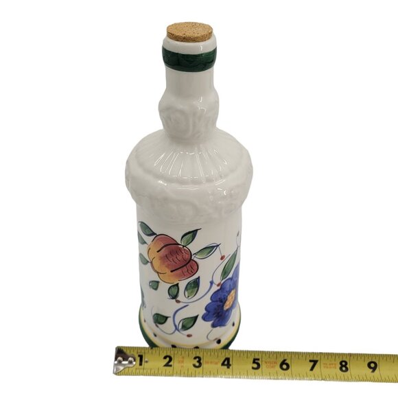 Hand-Painted Ceramic Bottle With Floral Design & Cork Lid By Zrike - Picture 8 of 10